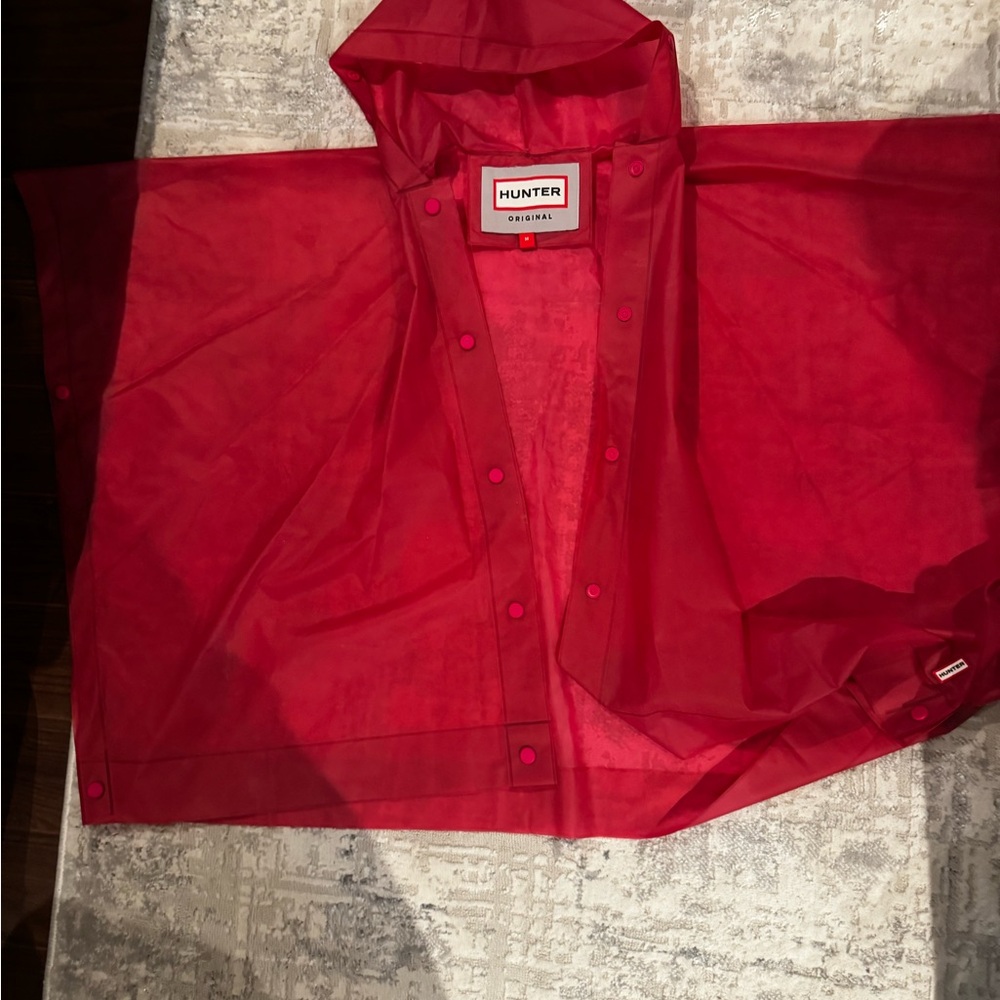 Hunter Red Transparent Rain Poncho